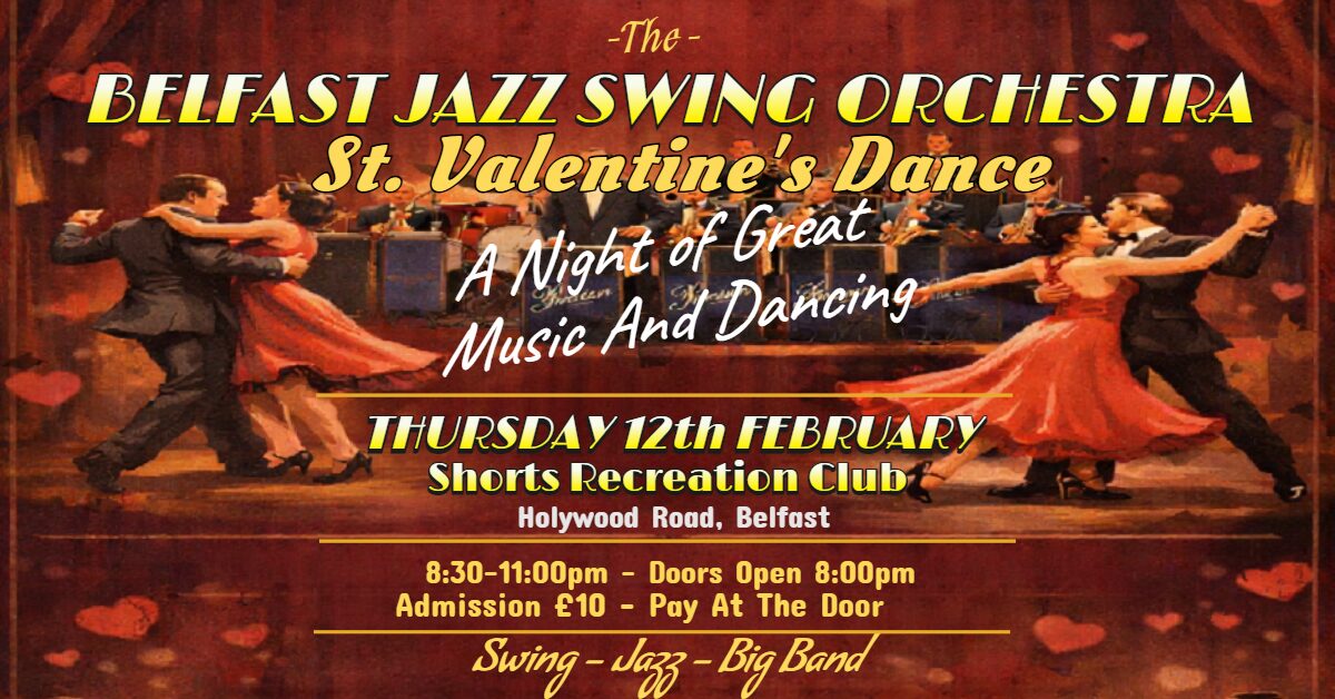 Belfast Jazz Swing Orchestra - S. Patrick's Day A cartoon showing people dancing and celebrating St. Patrick's Day