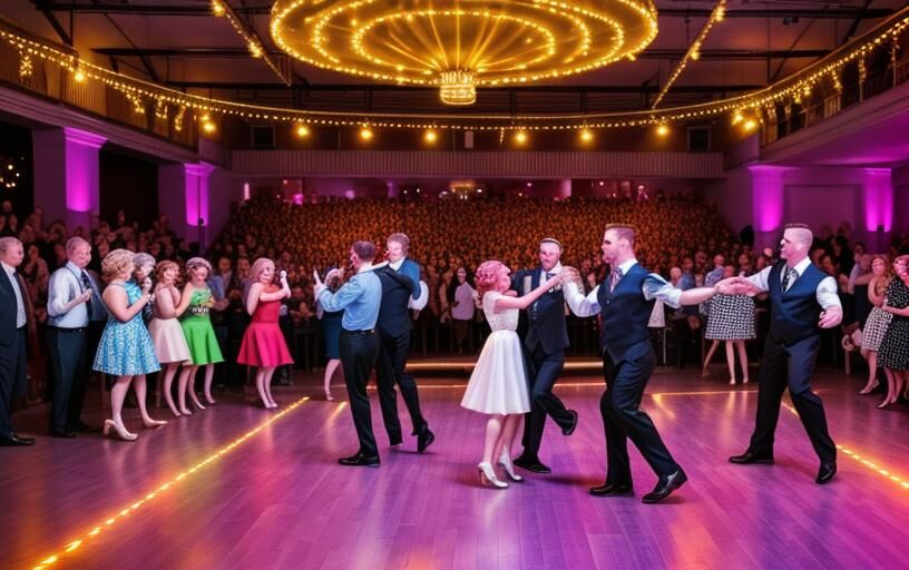 A cartoon showing people dancing and celebrating St. Patrick's Day